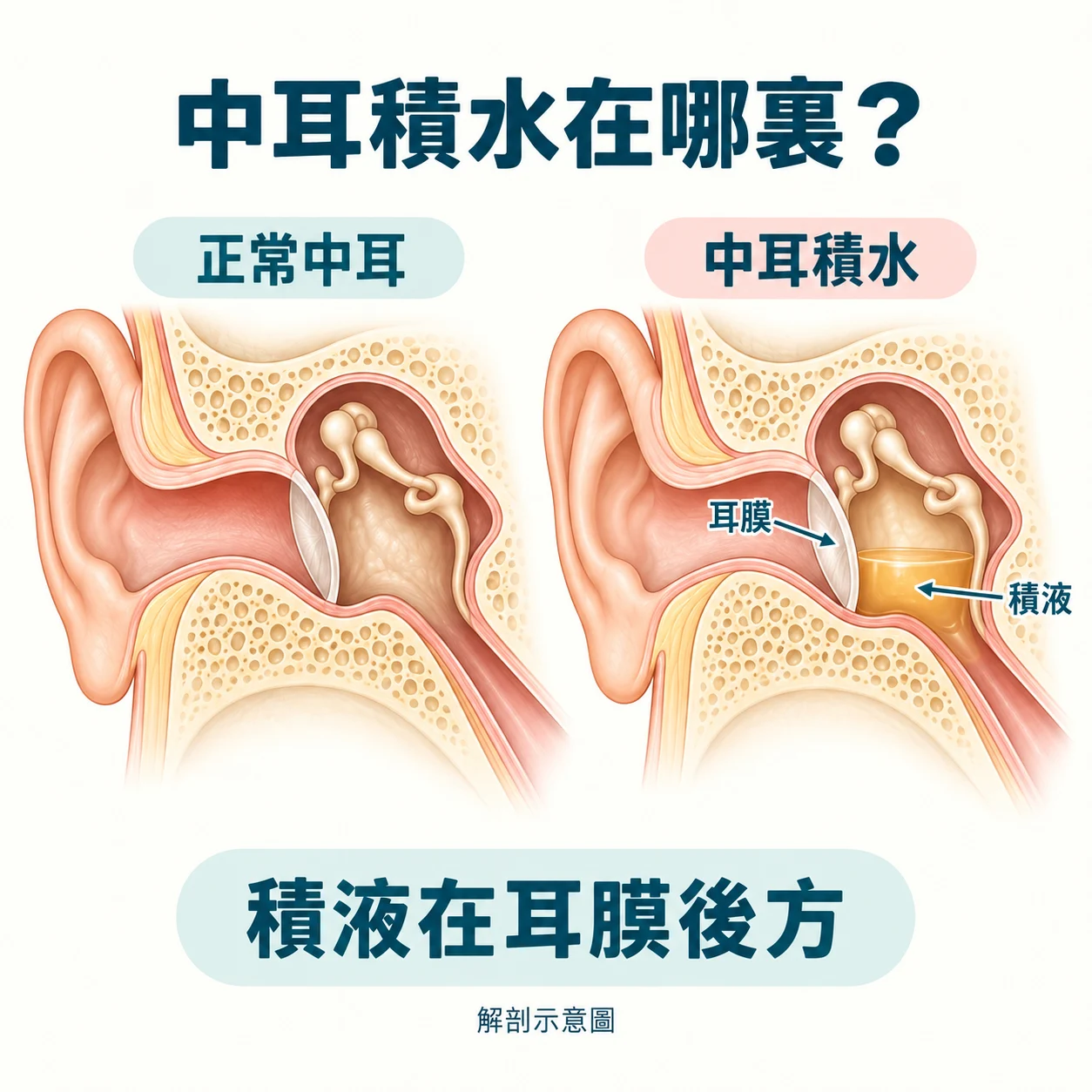 中耳積水圖解教育示意