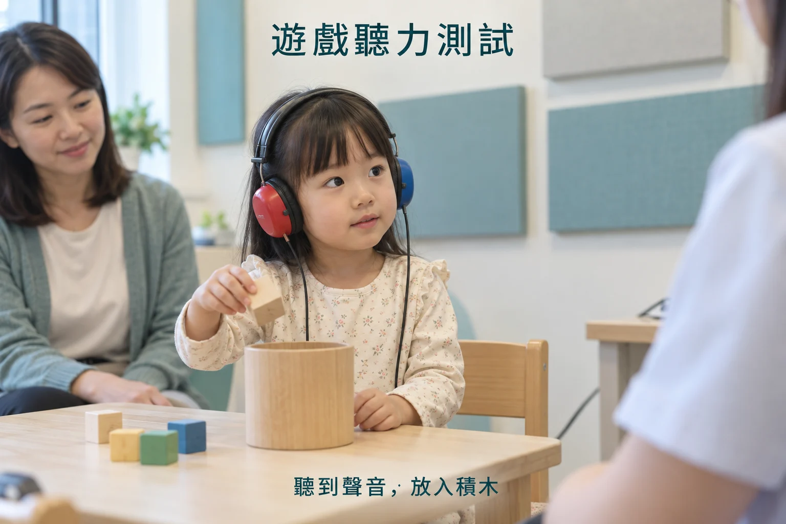 遊戲聽力測試教育示意